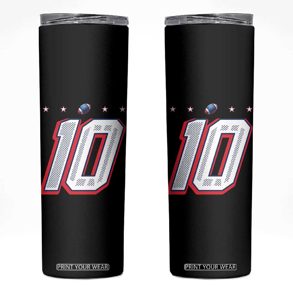 Football Quarterback Number 10 Skinny Tumbler Sport Lover Gift For NEF TS12 Black Print Your Wear