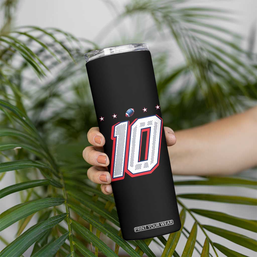 Football Quarterback Number 10 Skinny Tumbler Sport Lover Gift For NEF TS12 Print Your Wear