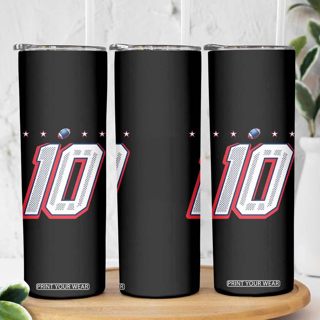 Football Quarterback Number 10 Skinny Tumbler Sport Lover Gift For NEF TS12 Print Your Wear