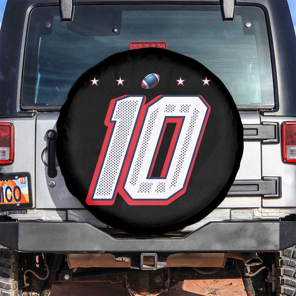 Football Quarterback Number 10 Spare Tire Cover Sport Lover Gift For NEF TS12 No hole Black Print Your Wear