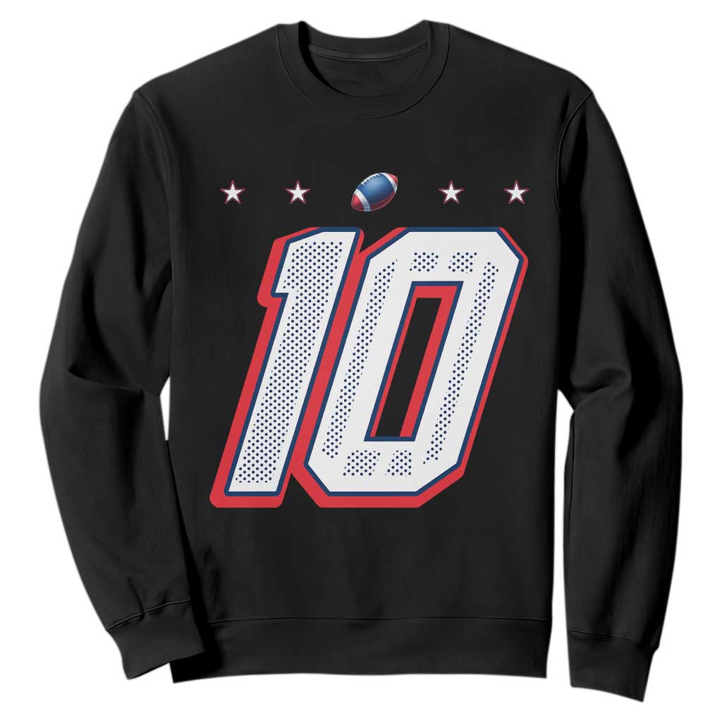Football Quarterback Number 10 Sweatshirt Sport Lover Gift For New England Fan TS12 Black Print Your Wear