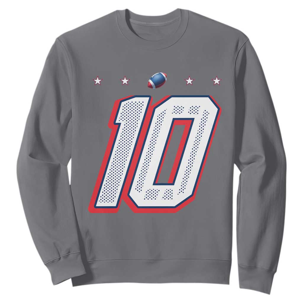 Football Quarterback Number 10 Sweatshirt Sport Lover Gift For New England Fan TS12 Charcoal Print Your Wear