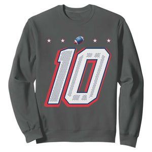 Football Quarterback Number 10 Sweatshirt Sport Lover Gift For NEF TS12 Dark Heather Print Your Wear