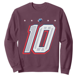 Football Quarterback Number 10 Sweatshirt Sport Lover Gift For NEF TS12 Maroon Print Your Wear