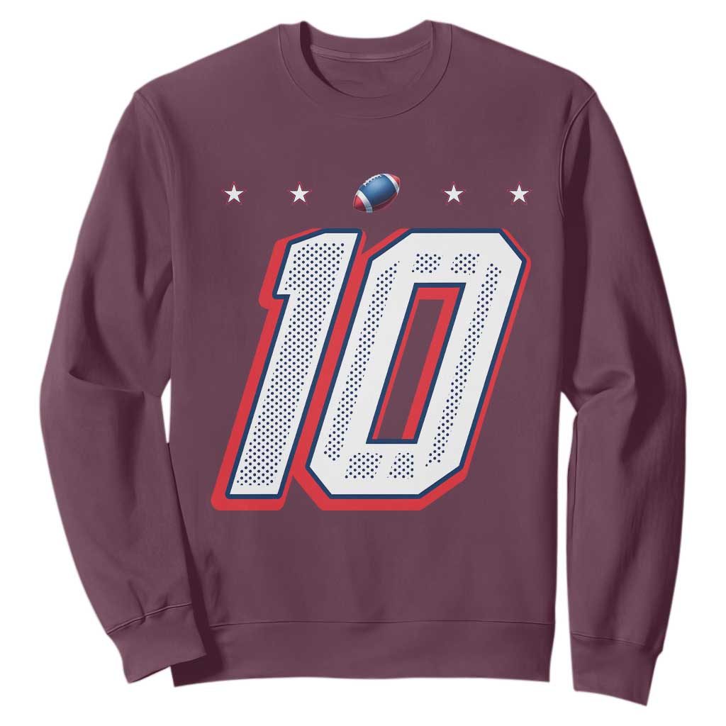 Football Quarterback Number 10 Sweatshirt Sport Lover Gift For New England Fan TS12 Maroon Print Your Wear