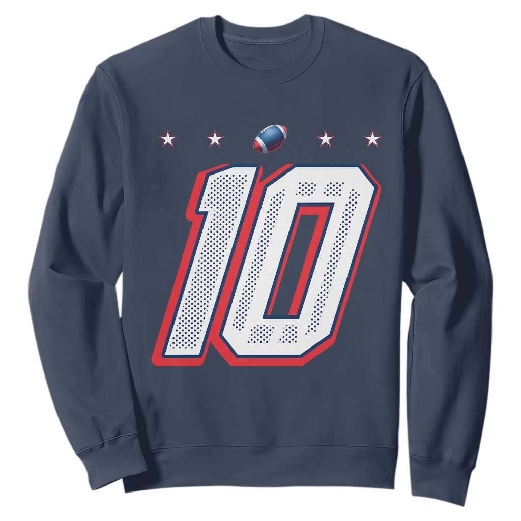 Football Quarterback Number 10 Sweatshirt Sport Lover Gift For NEF TS12 Navy Print Your Wear