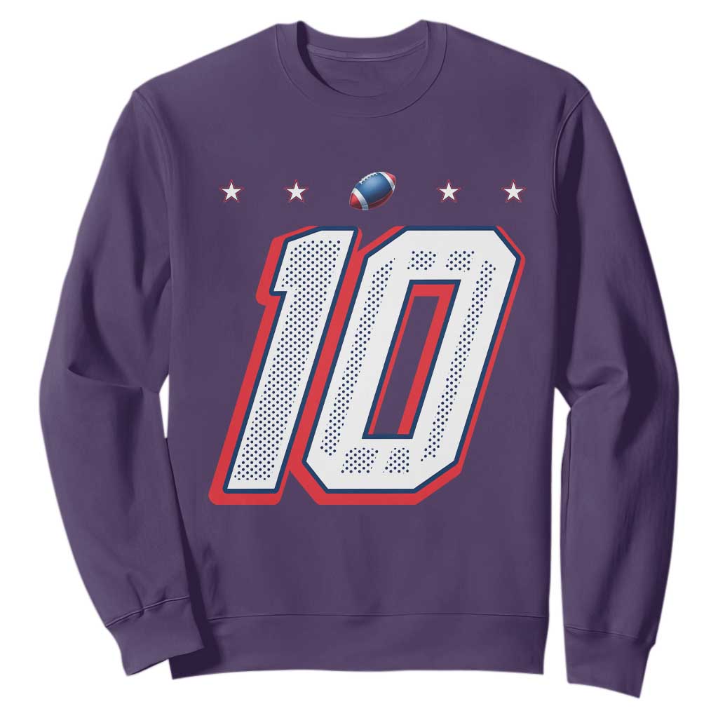 Football Quarterback Number 10 Sweatshirt Sport Lover Gift For New England Fan TS12 Purple Print Your Wear