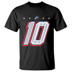 Football Quarterback Number 10 T Shirt Sport Lover Gift For NEF TS12 Black Print Your Wear