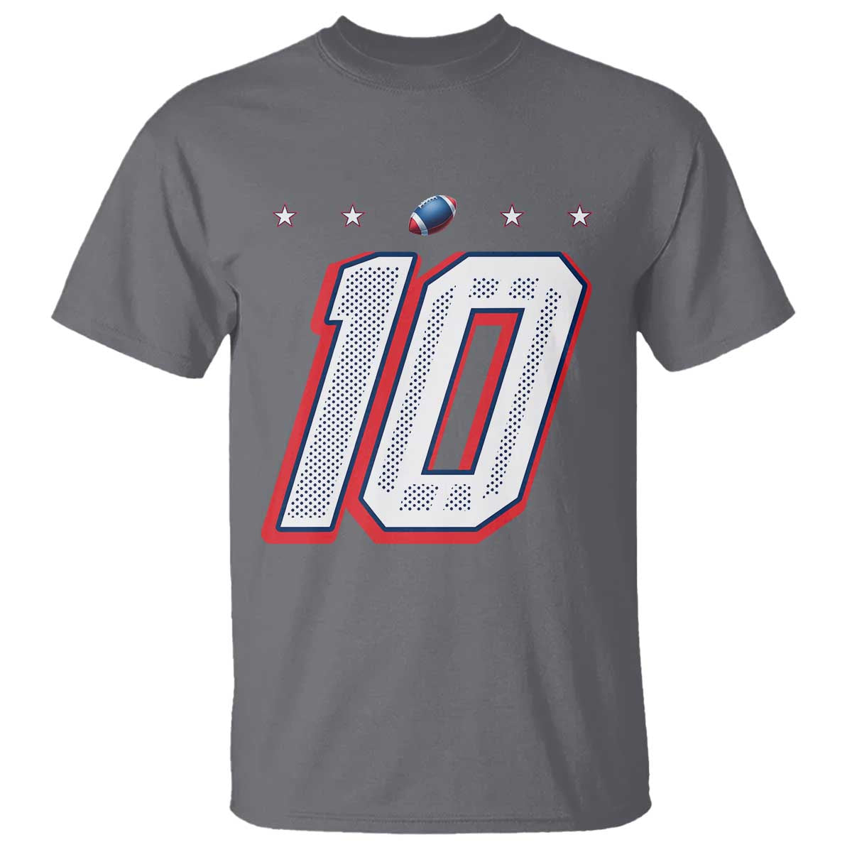 Football Quarterback Number 10 T Shirt Sport Lover Gift For NEF TS12 Charcoal Print Your Wear