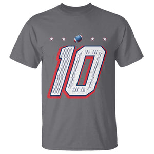 Football Quarterback Number 10 T Shirt Sport Lover Gift For NEF TS12 Charcoal Print Your Wear