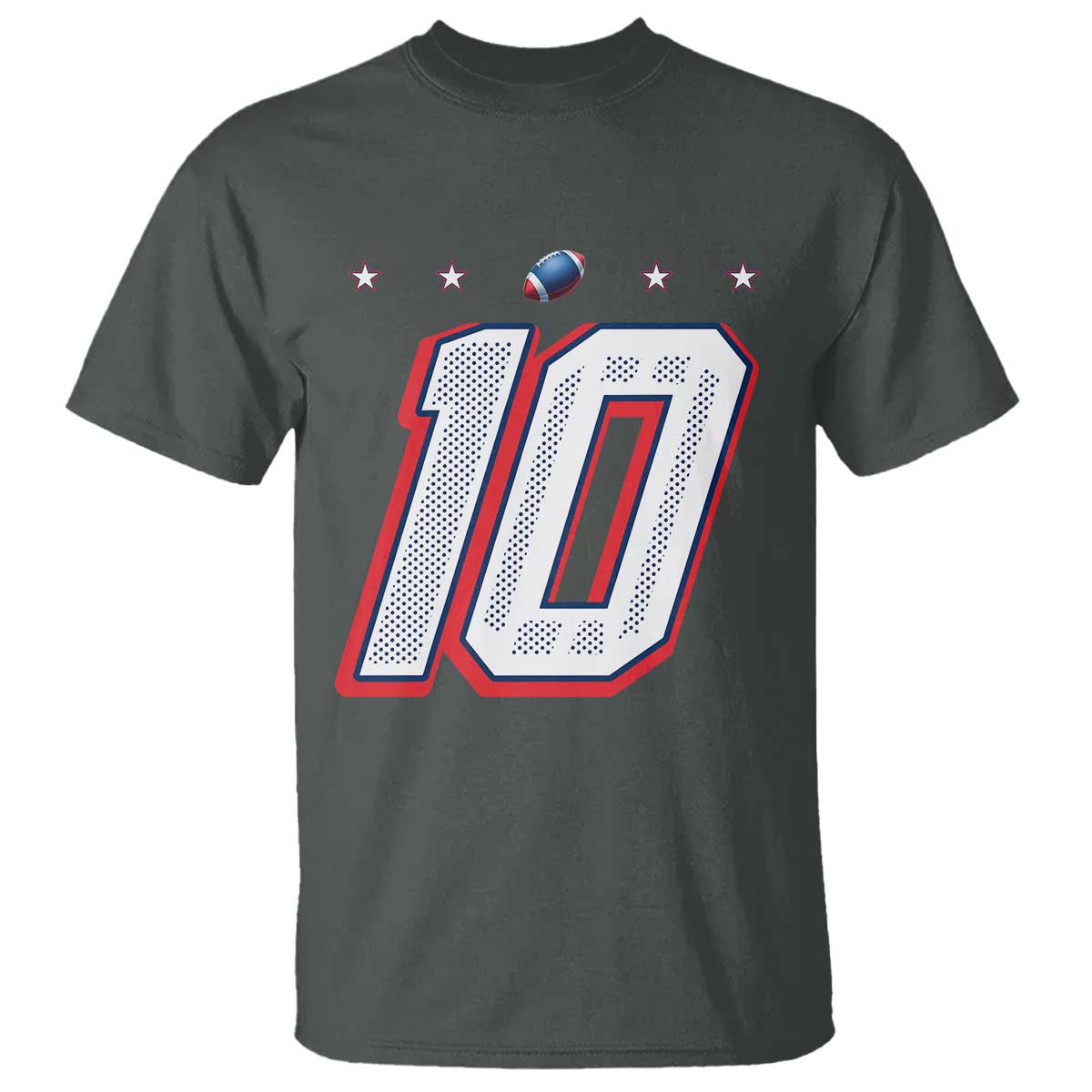 Football Quarterback Number 10 T Shirt Sport Lover Gift For NEF TS12 Dark Heather Print Your Wear