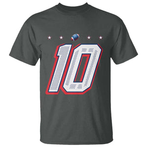 Football Quarterback Number 10 T Shirt Sport Lover Gift For NEF TS12 Dark Heather Print Your Wear