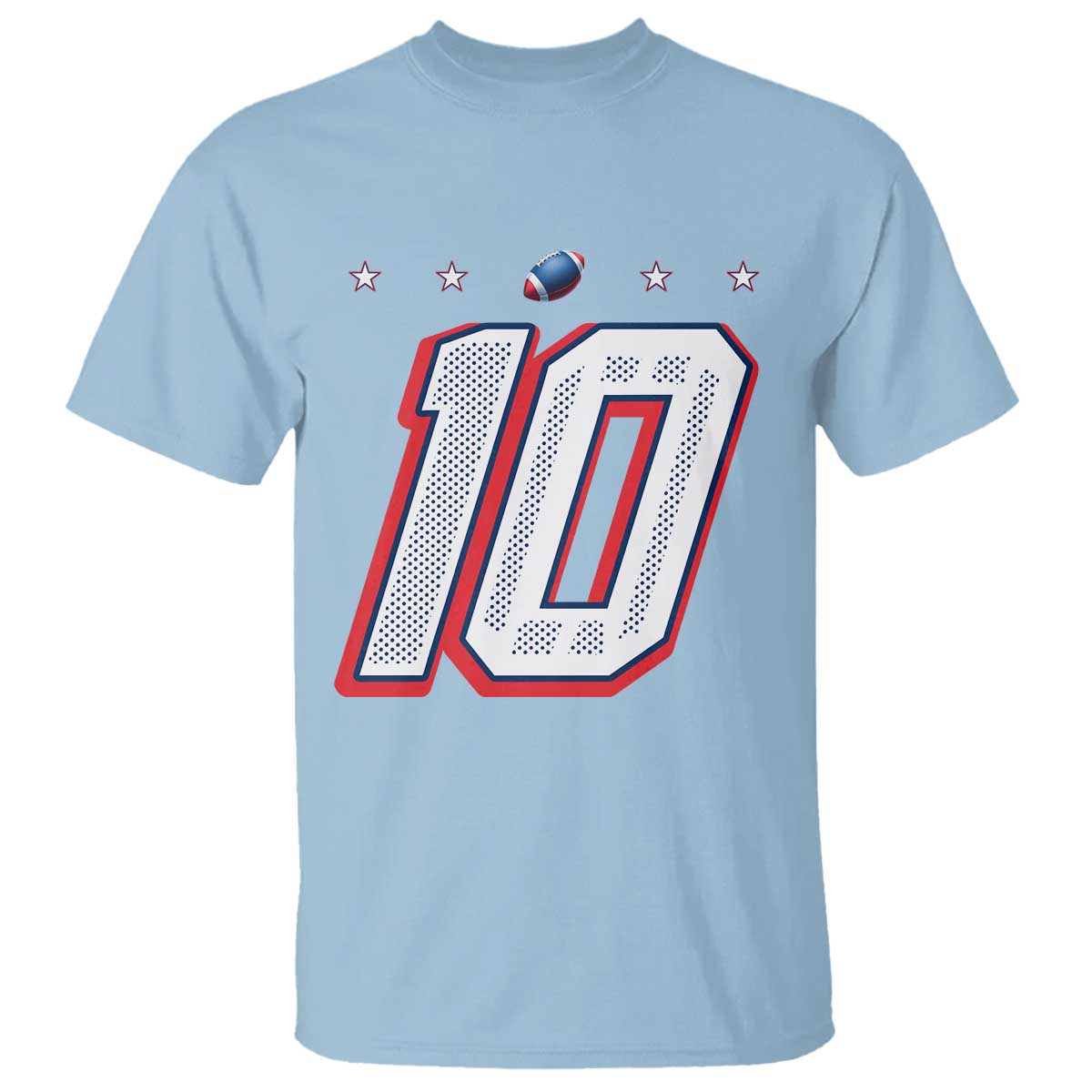 Football Quarterback Number 10 T Shirt Sport Lover Gift For NEF TS12 Light Blue Print Your Wear