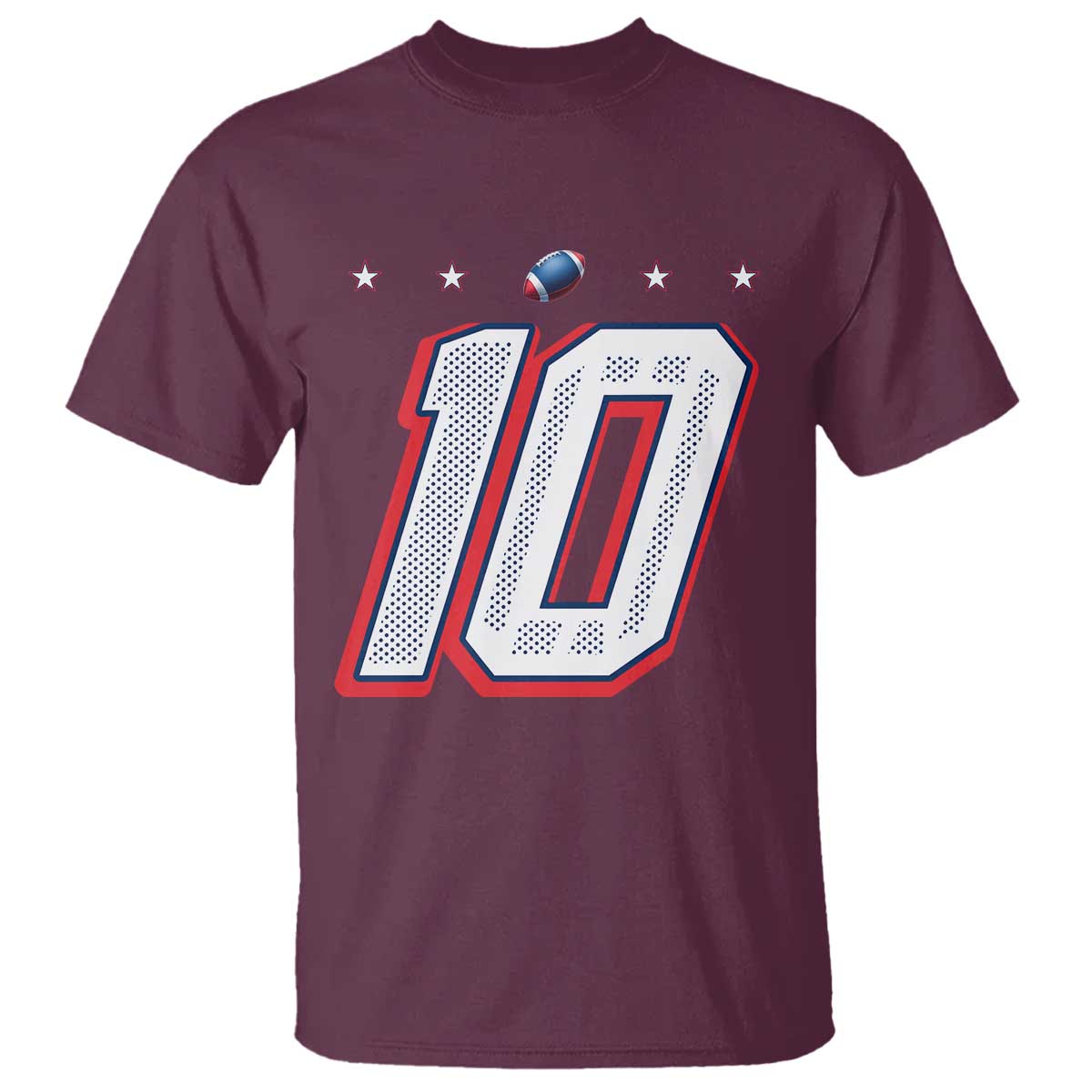 Football Quarterback Number 10 T Shirt Sport Lover Gift For NEF TS12 Maroon Print Your Wear