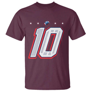 Football Quarterback Number 10 T Shirt Sport Lover Gift For NEF TS12 Maroon Print Your Wear