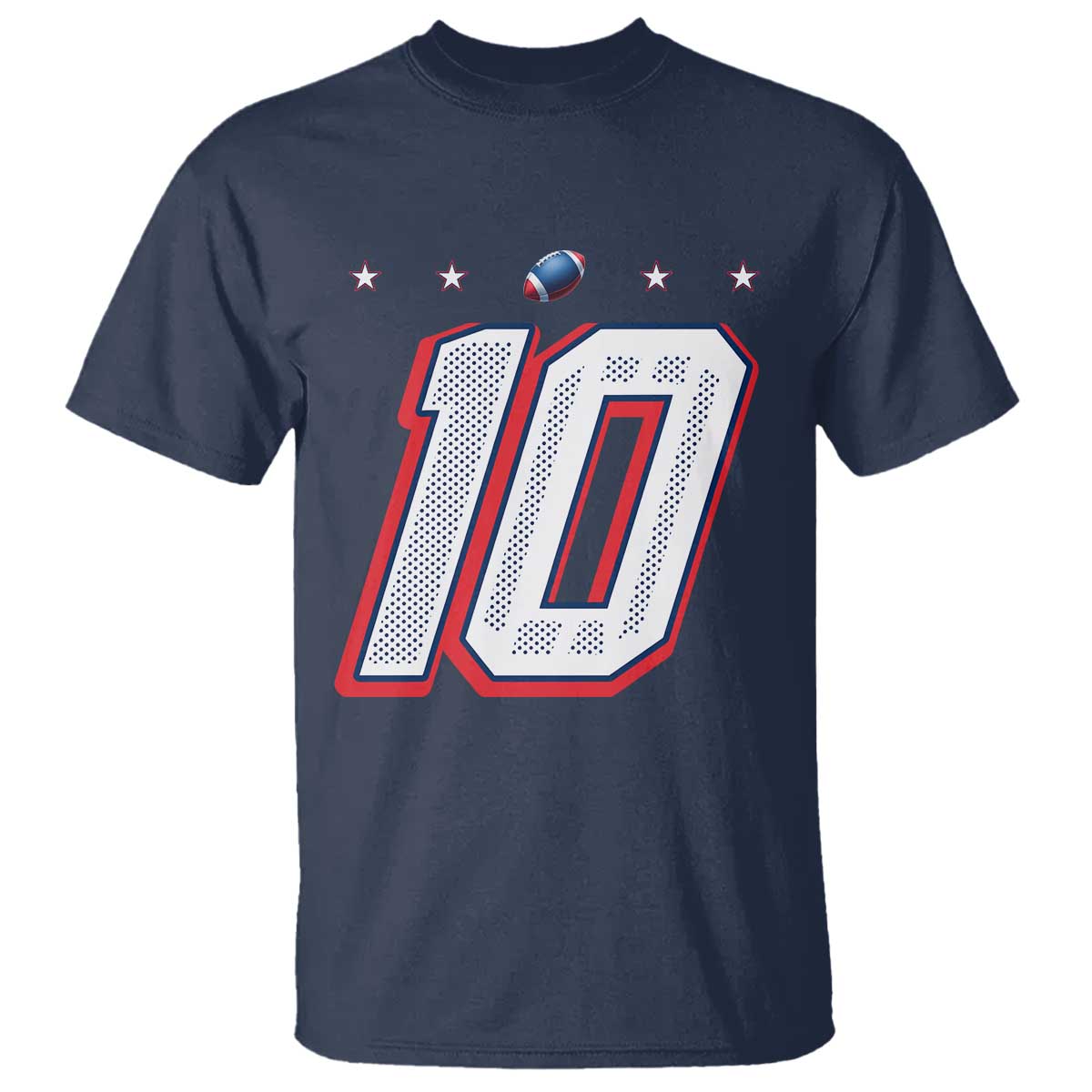 Football Quarterback Number 10 T Shirt Sport Lover Gift For NEF TS12 Navy Print Your Wear