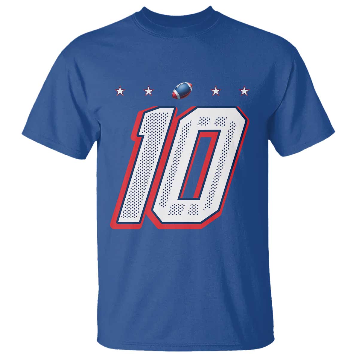 Football Quarterback Number 10 T Shirt Sport Lover Gift For NEF TS12 Royal Blue Print Your Wear