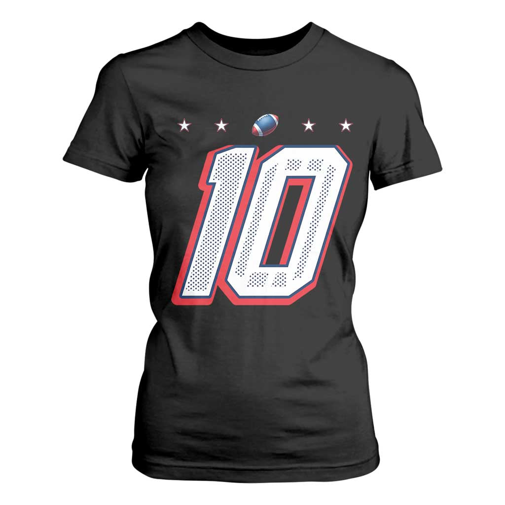 Football Quarterback Number 10 T Shirt For Women Sport Lover Gift For NEF TS12 Black Print Your Wear
