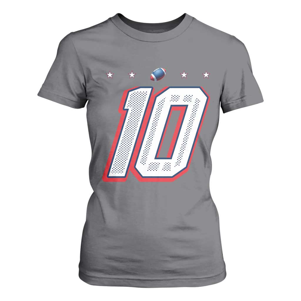 Football Quarterback Number 10 T Shirt For Women Sport Lover Gift For NEF TS12 Charcoal Print Your Wear
