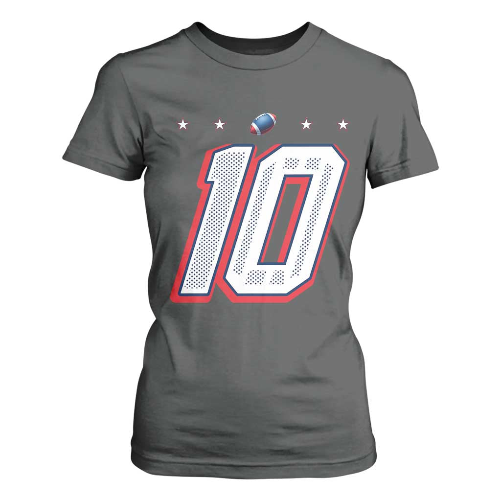 Football Quarterback Number 10 T Shirt For Women Sport Lover Gift For NEF TS12 Dark Heather Print Your Wear