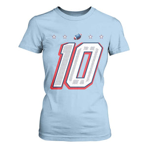 Football Quarterback Number 10 T Shirt For Women Sport Lover Gift For NEF TS12 Light Blue Print Your Wear