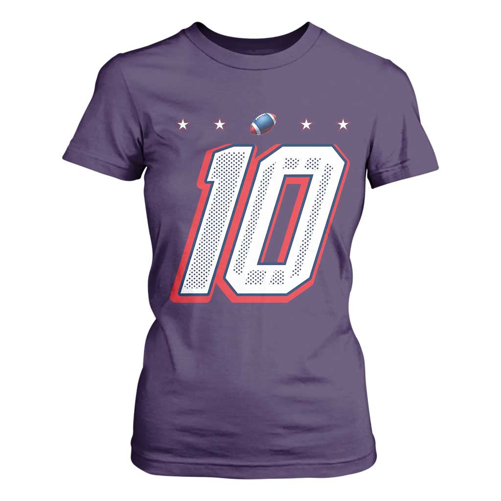 Football Quarterback Number 10 T Shirt For Women Sport Lover Gift For NEF TS12 Purple Print Your Wear