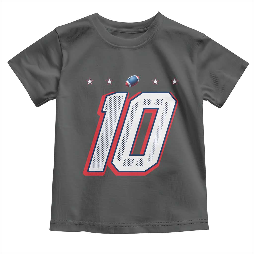 Football Quarterback Number 10 Toddler T Shirt Sport Lover Gift For NEF TS12 Dark Heather Print Your Wear