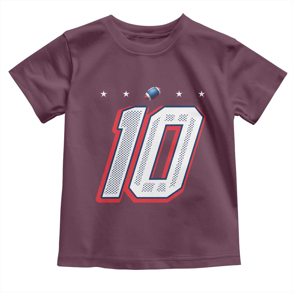 Football Quarterback Number 10 Toddler T Shirt Sport Lover Gift For NEF TS12 Maroon Print Your Wear