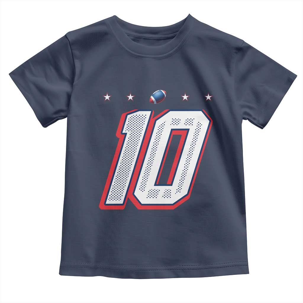 Football Quarterback Number 10 Toddler T Shirt Sport Lover Gift For NEF TS12 Navy Print Your Wear