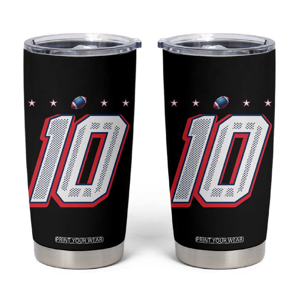 Football Quarterback Number 10 Tumbler Cup Sport Lover Gift For NEF TS12 Black Print Your Wear