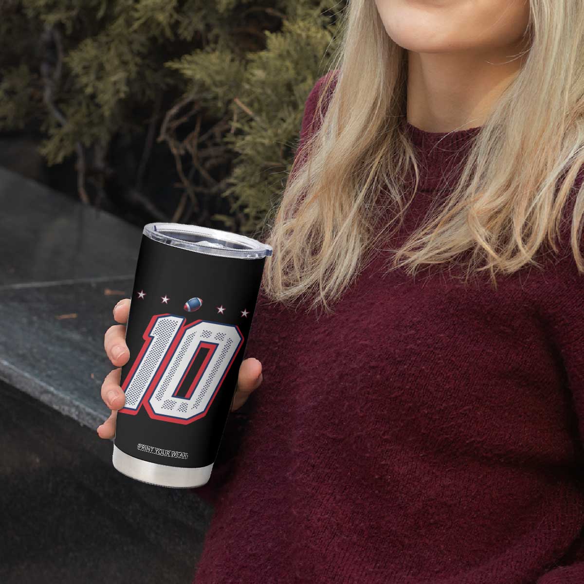 Football Quarterback Number 10 Tumbler Cup Sport Lover Gift For NEF TS12 Print Your Wear
