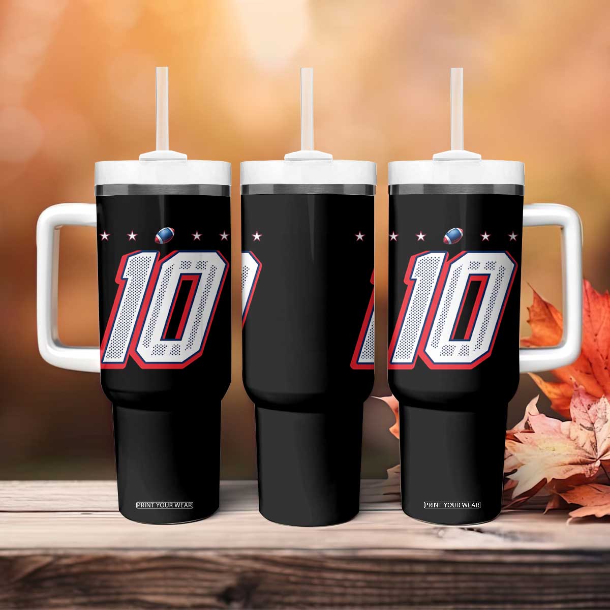 Football Quarterback Number 10 Tumbler With Handle Sport Lover Gift For NEF TS12 Print Your Wear