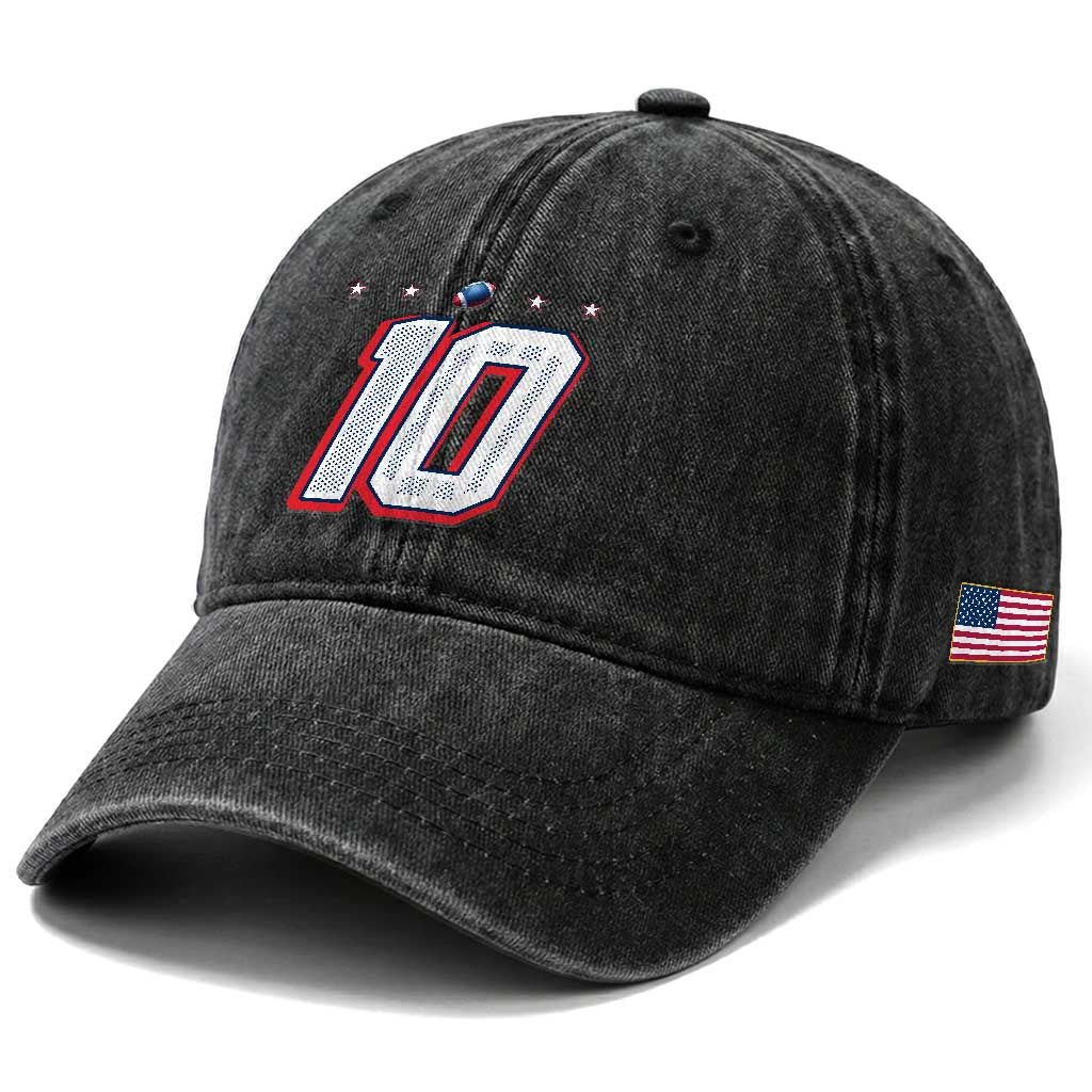 Football Quarterback Number 10 Washed Cotton Baseball Cap Sport Lover Gift For NEF TS12 Print Your Wear