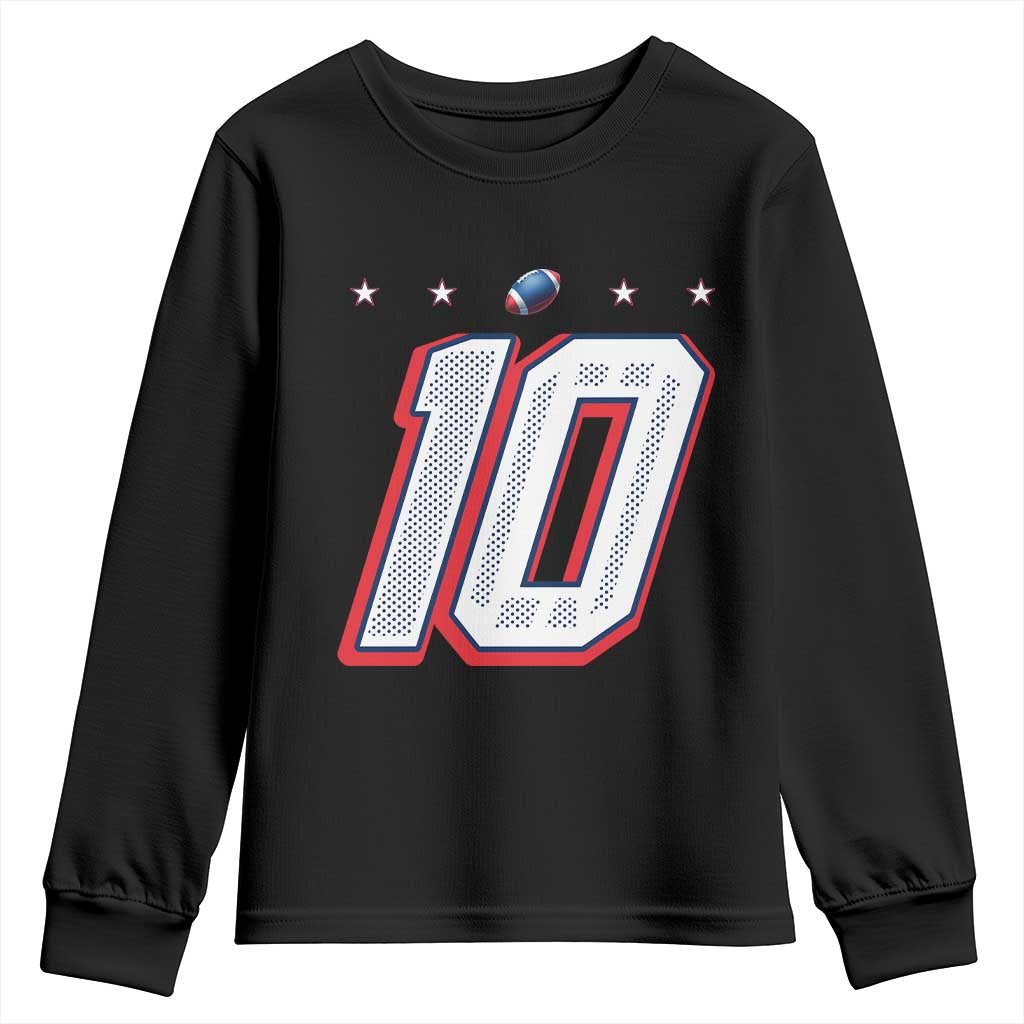 Football Quarterback Number 10 Youth Sweatshirt Sport Lover Gift For NEF TS12 Black Print Your Wear