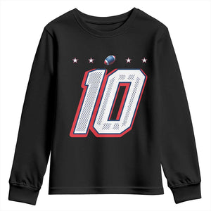 Football Quarterback Number 10 Youth Sweatshirt Sport Lover Gift For NEF TS12 Black Print Your Wear