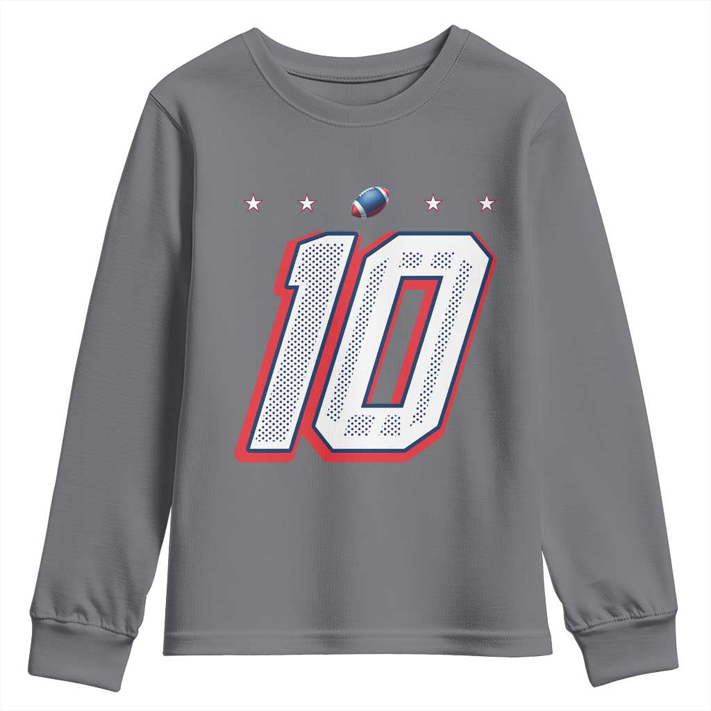 Football Quarterback Number 10 Youth Sweatshirt Sport Lover Gift For NEF TS12 Charcoal Print Your Wear