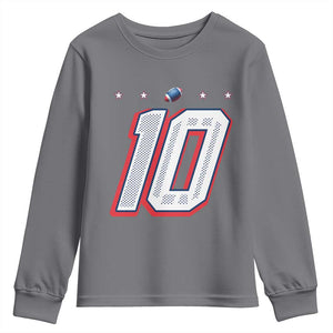 Football Quarterback Number 10 Youth Sweatshirt Sport Lover Gift For NEF TS12 Charcoal Print Your Wear