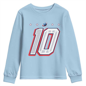 Football Quarterback Number 10 Youth Sweatshirt Sport Lover Gift For NEF TS12 Light Blue Print Your Wear