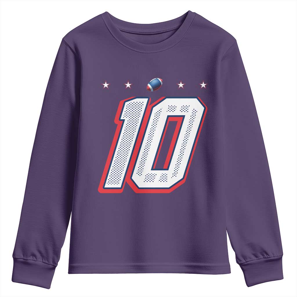 Football Quarterback Number 10 Youth Sweatshirt Sport Lover Gift For NEF TS12 Purple Print Your Wear