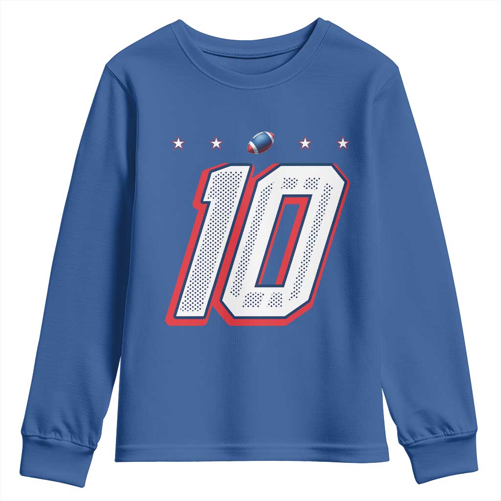 Football Quarterback Number 10 Youth Sweatshirt Sport Lover Gift For NEF TS12 Royal Blue Print Your Wear