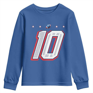 Football Quarterback Number 10 Youth Sweatshirt Sport Lover Gift For NEF TS12 Royal Blue Print Your Wear
