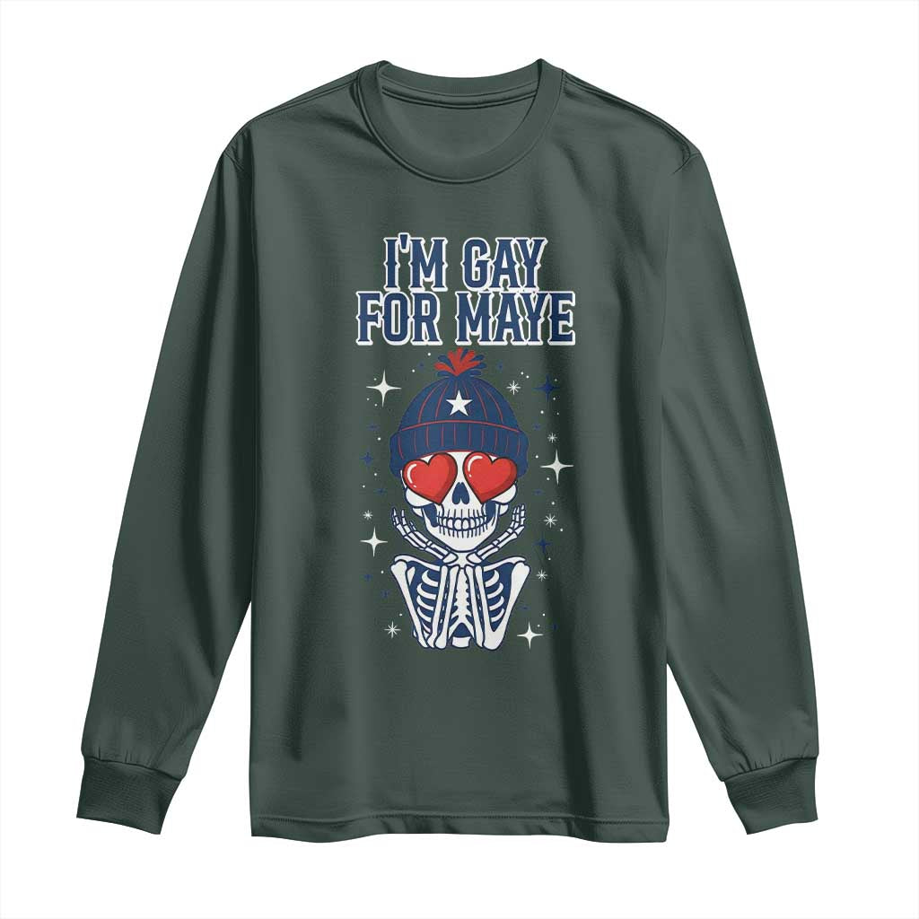 I Am Gay For Maye Long Sleeve Shirt Funny QB Football Fan Gift TS12 Dark Forest Green Print Your Wear