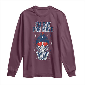 I Am Gay For Maye Long Sleeve Shirt Funny QB Football Fan Gift TS12 Maroon Print Your Wear
