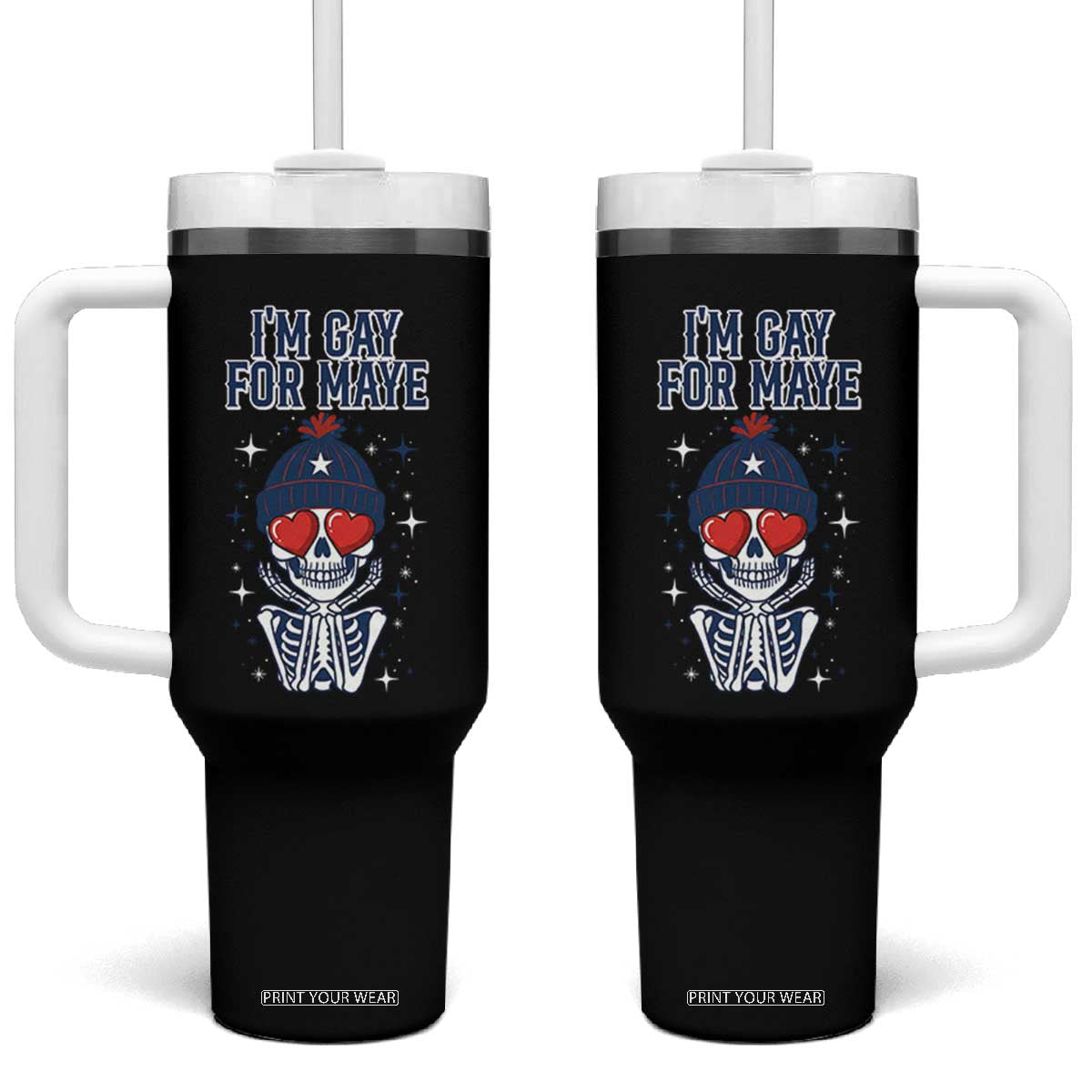 I Am Gay For Maye Tumbler With Handle Funny QB Football Fan Gift TS12 One Size: 40 oz Black Print Your Wear