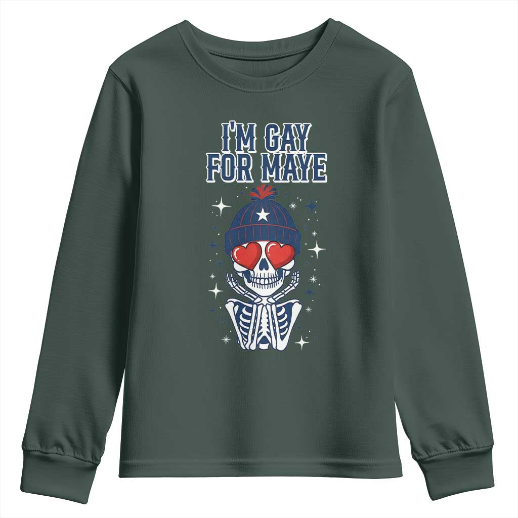 I Am Gay For Maye Youth Sweatshirt Funny QB Football Fan Gift TS12 Dark Forest Green Print Your Wear