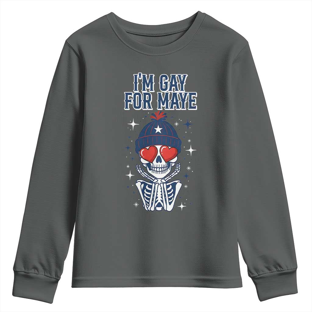 I Am Gay For Maye Youth Sweatshirt Funny QB Football Fan Gift TS12 Dark Heather Print Your Wear
