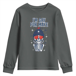 I Am Gay For Maye Youth Sweatshirt Funny QB Football Fan Gift TS12 Dark Heather Print Your Wear