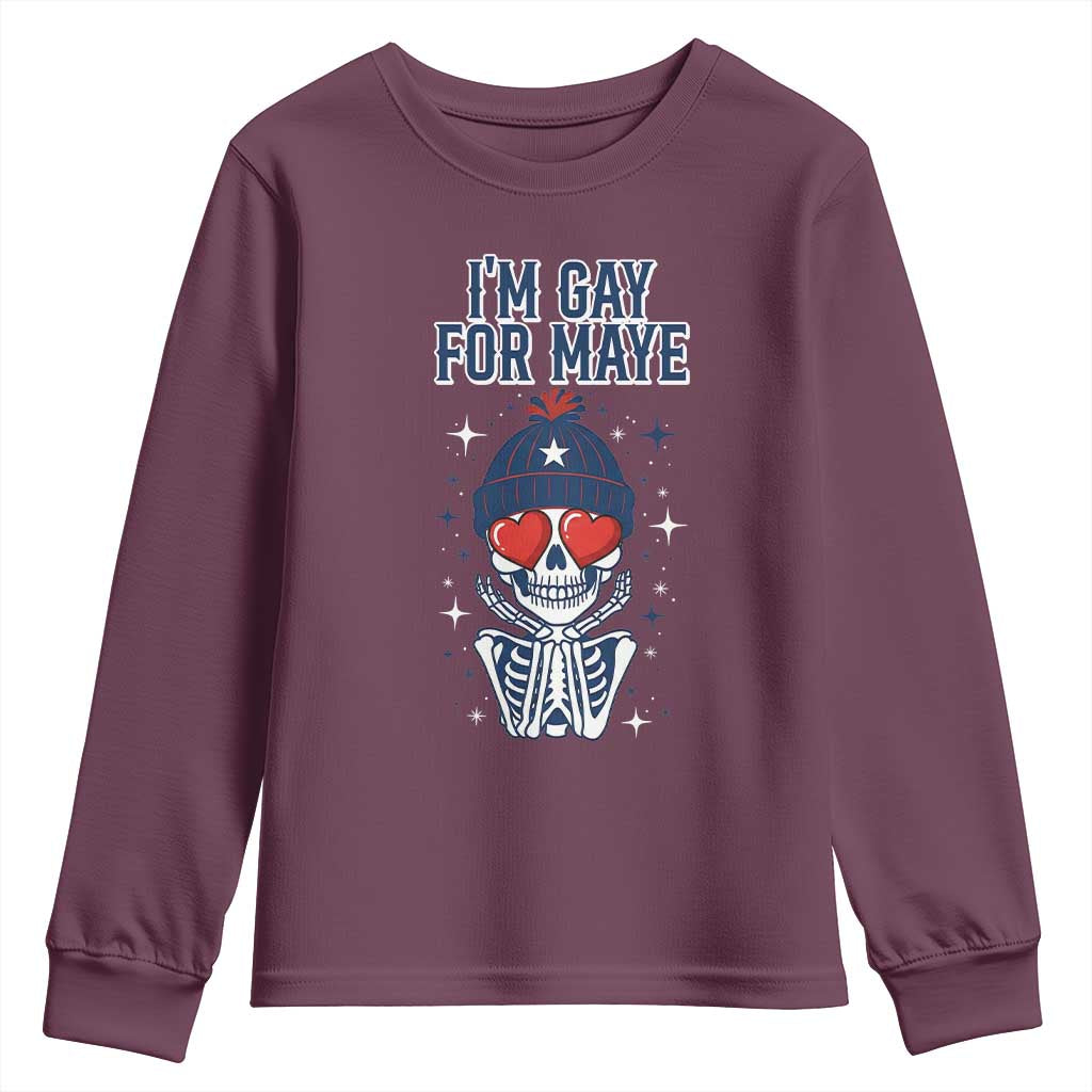 I Am Gay For Maye Youth Sweatshirt Funny QB Football Fan Gift TS12 Maroon Print Your Wear