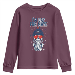 I Am Gay For Maye Youth Sweatshirt Funny QB Football Fan Gift TS12 Maroon Print Your Wear