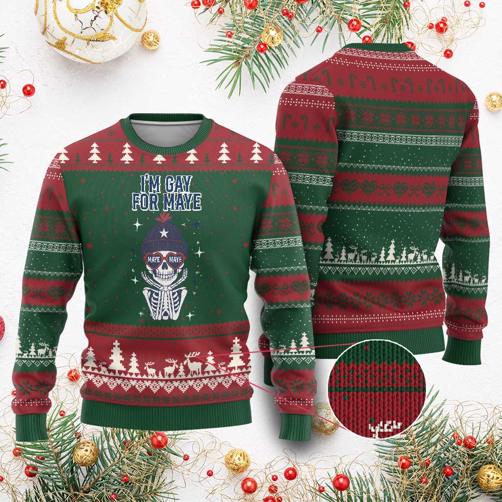 I Am Gay For Maye Ugly Christmas Sweater Funny QB Sport Fan TS12 Red Green Print Your Wear